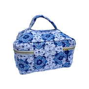 Moroccan Blue Block Printed Vanity Case / Cosmetic Case