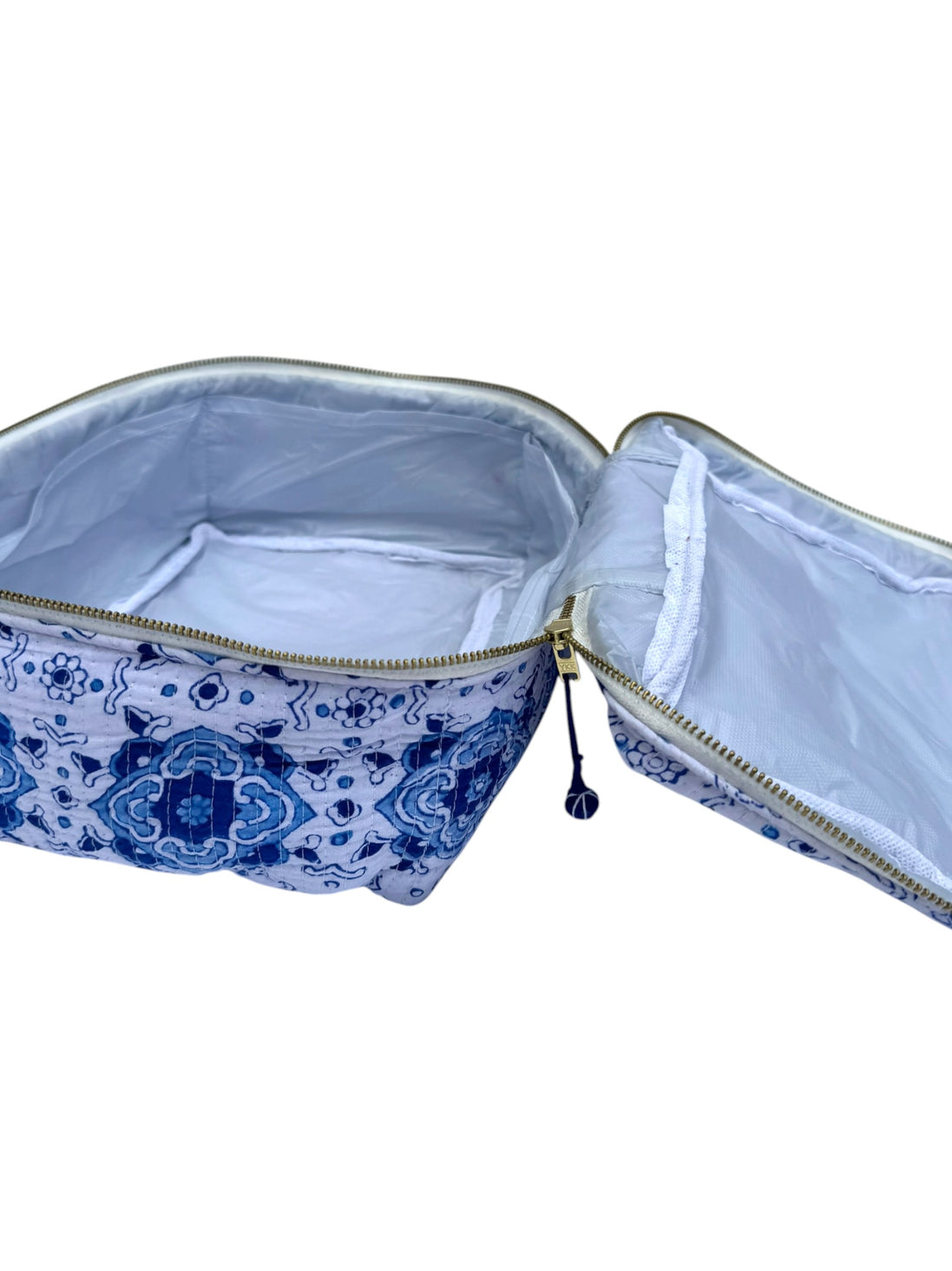 Moroccan Blue Block Printed Vanity Case / Cosmetic Case