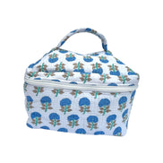 Blue Trees Block Printed Vanity Case / Cosmetic Case