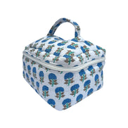 Blue Trees Block Printed Vanity Case / Cosmetic Case