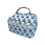 Blue Trees Block Printed Vanity Case / Cosmetic Case