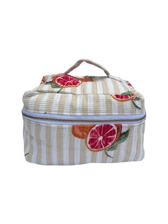 Blood Orange Block Printed Vanity Case / Cosmetic Case