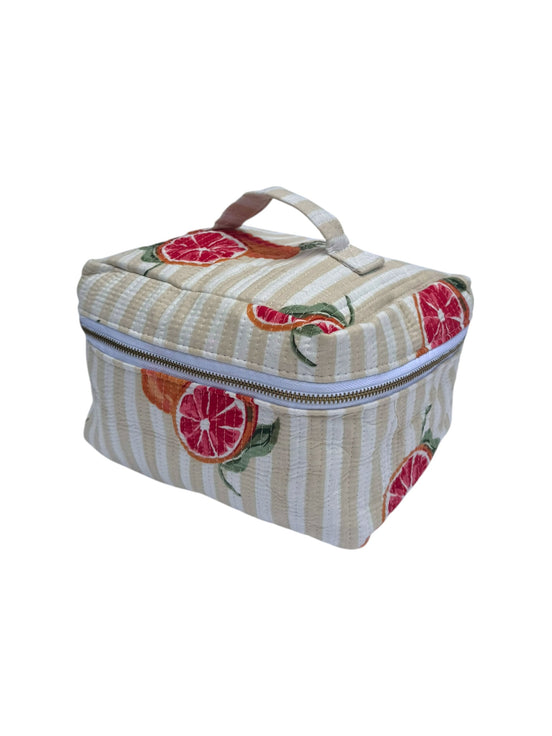Blood Orange Block Printed Vanity Case / Cosmetic Case