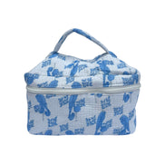 Blue Parrot Block Printed Vanity Case / Cosmetic Case