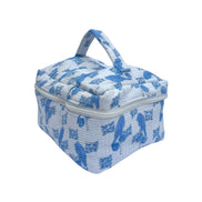 Blue Parrot Block Printed Vanity Case / Cosmetic Case