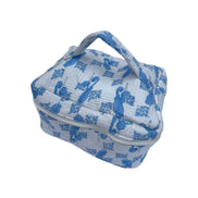 Blue Parrot Block Printed Vanity Case / Cosmetic Case