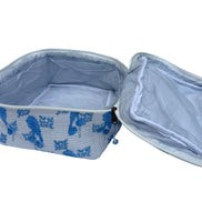 Blue Parrot Block Printed Vanity Case / Cosmetic Case