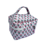 Pink Trees Block Printed Vanity Case / Cosmetic Case