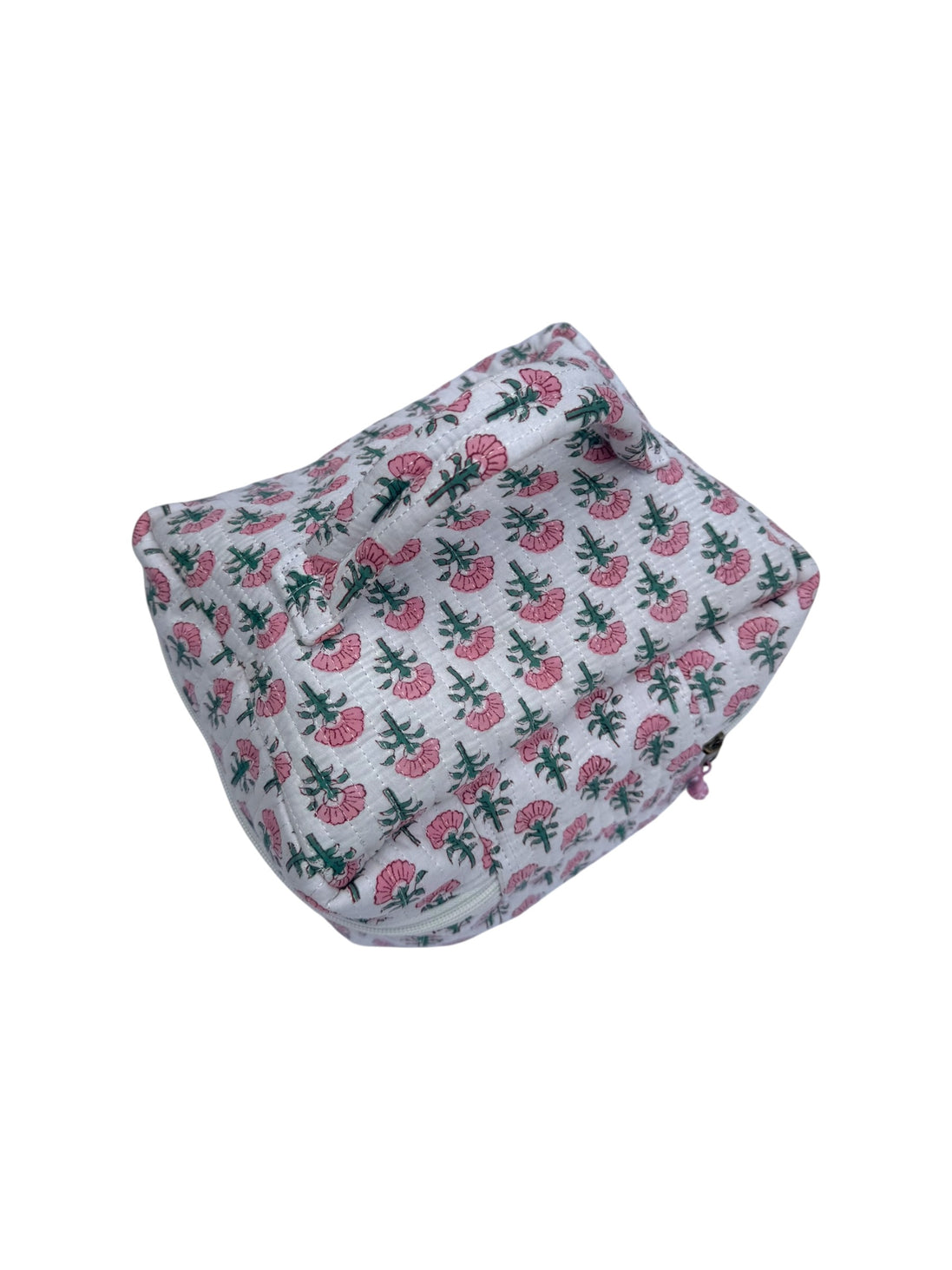 Pink Trees Block Printed Vanity Case / Cosmetic Case