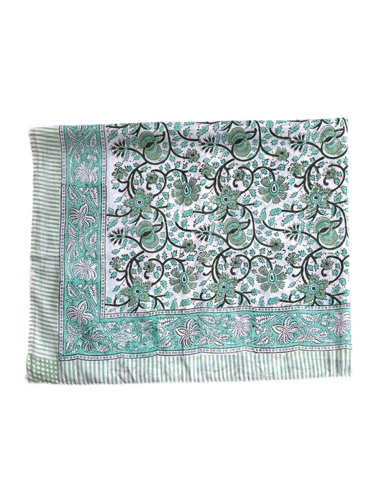 Navy & Turquoise Floral Hand Block Printed Sarong
