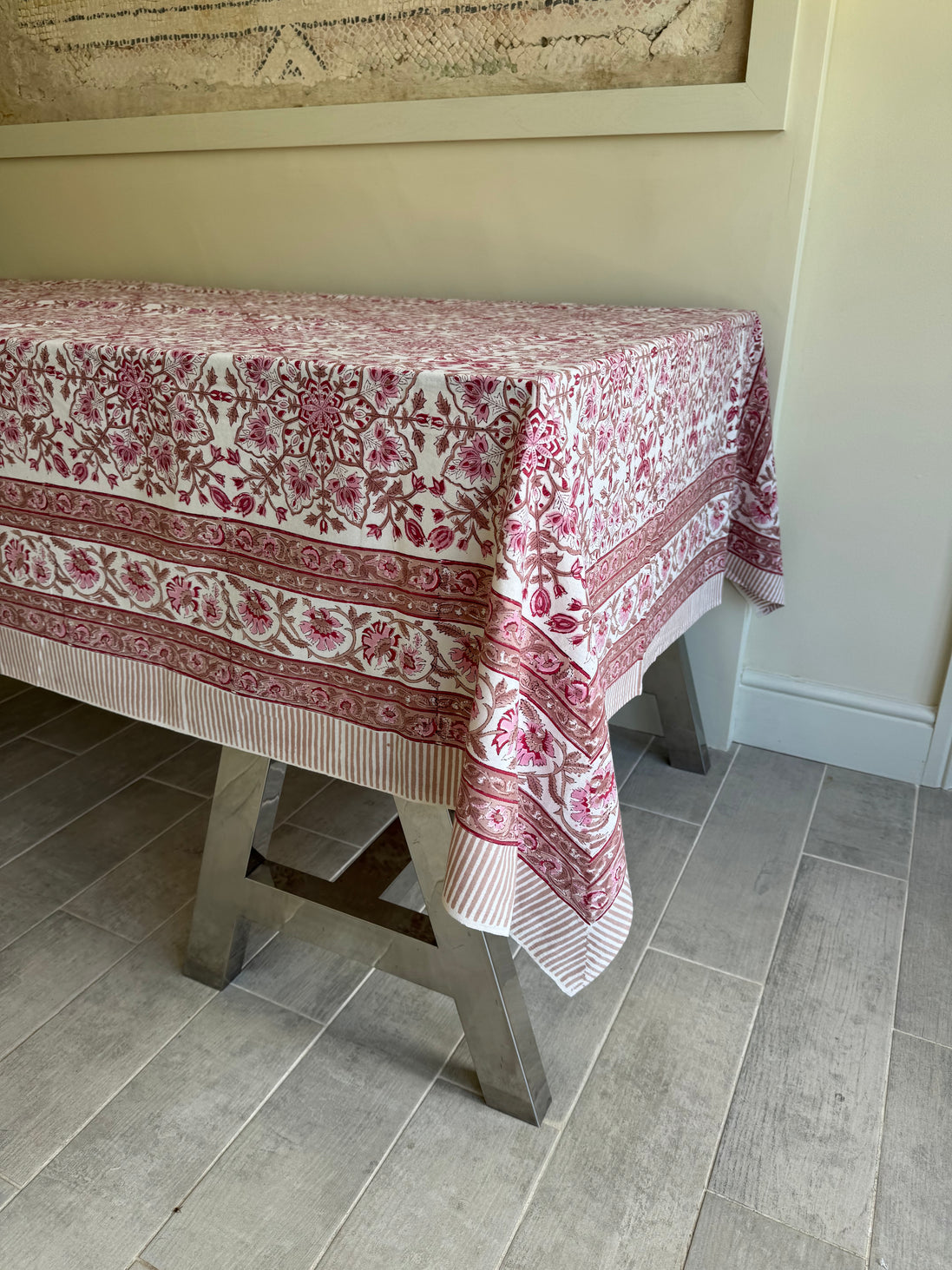 Pink Floral Tablecloth