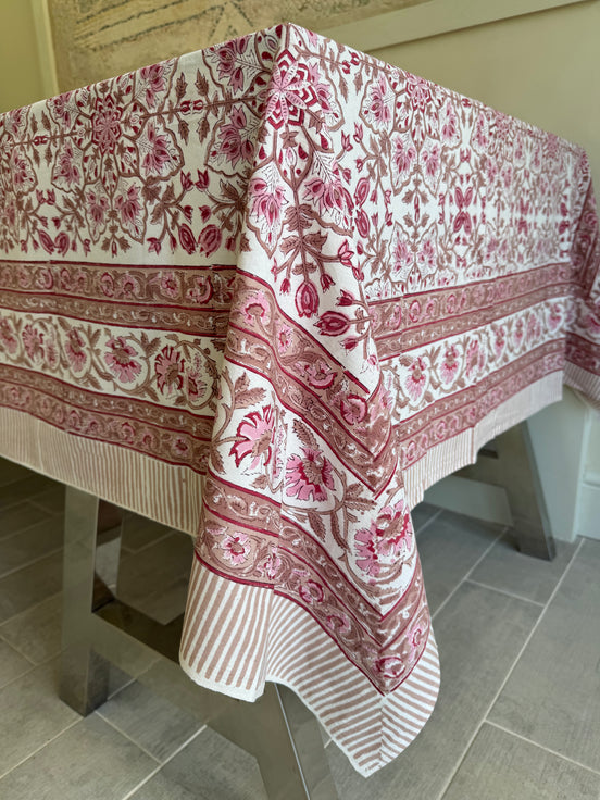 Pink Floral Tablecloth
