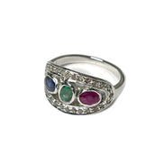 Emerald, Sapphire and Ruby Target Ring