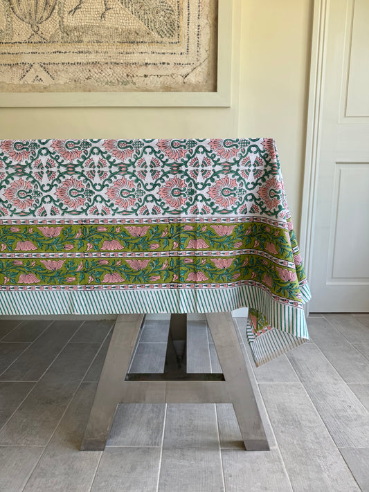 Pink & Green Sheild Shrubs Tablecloth