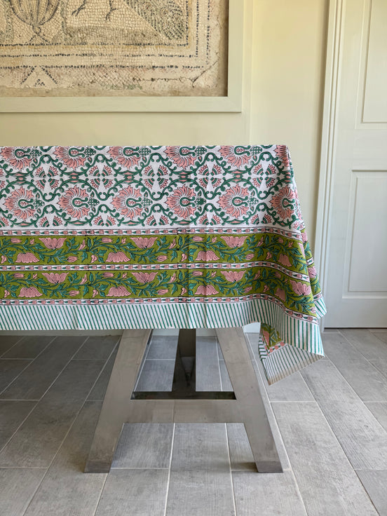 Pink & Green Sheild Shrubs Tablecloth