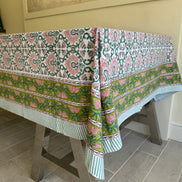 Pink & Green Sheild Shrubs Tablecloth