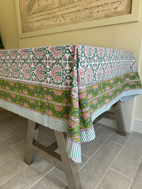 Pink & Green Sheild Shrubs Tablecloth