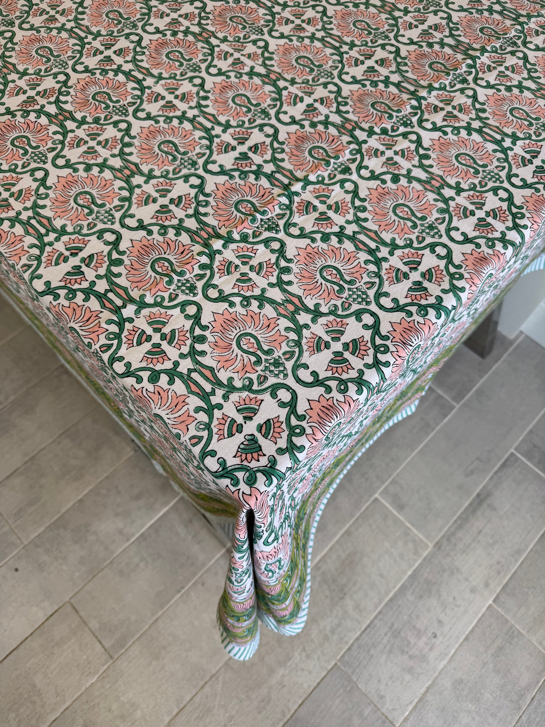 Pink & Green Sheild Shrubs Tablecloth