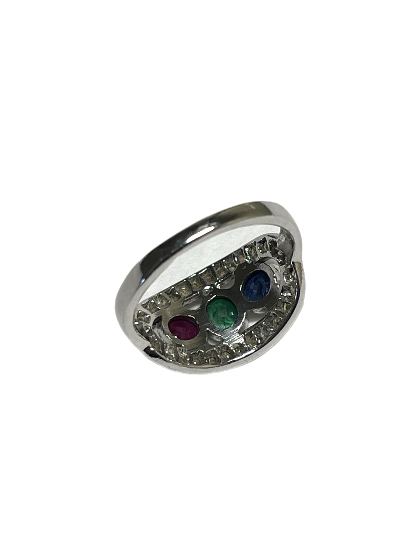 Emerald, Sapphire and Ruby Target Ring