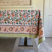 Pink & Yellow Trellis Shrubs Tablecloth