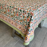 Pink & Yellow Trellis Shrubs Tablecloth