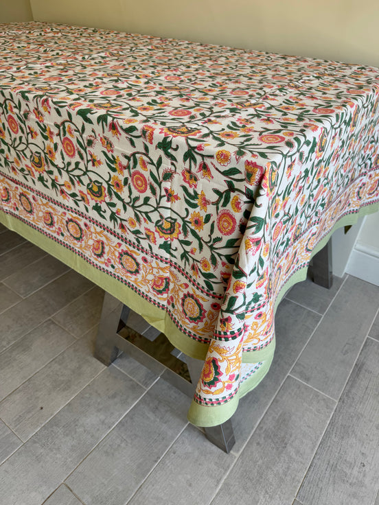 Pink & Yellow Trellis Shrubs Tablecloth