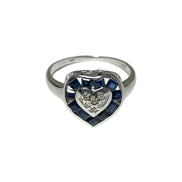 Sapphire and Diamond Heart Ring