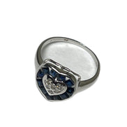 Sapphire and Diamond Heart Ring