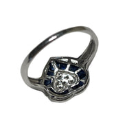 Sapphire and Diamond Heart Ring
