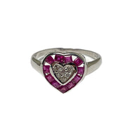 Ruby and Diamond Heart Ring