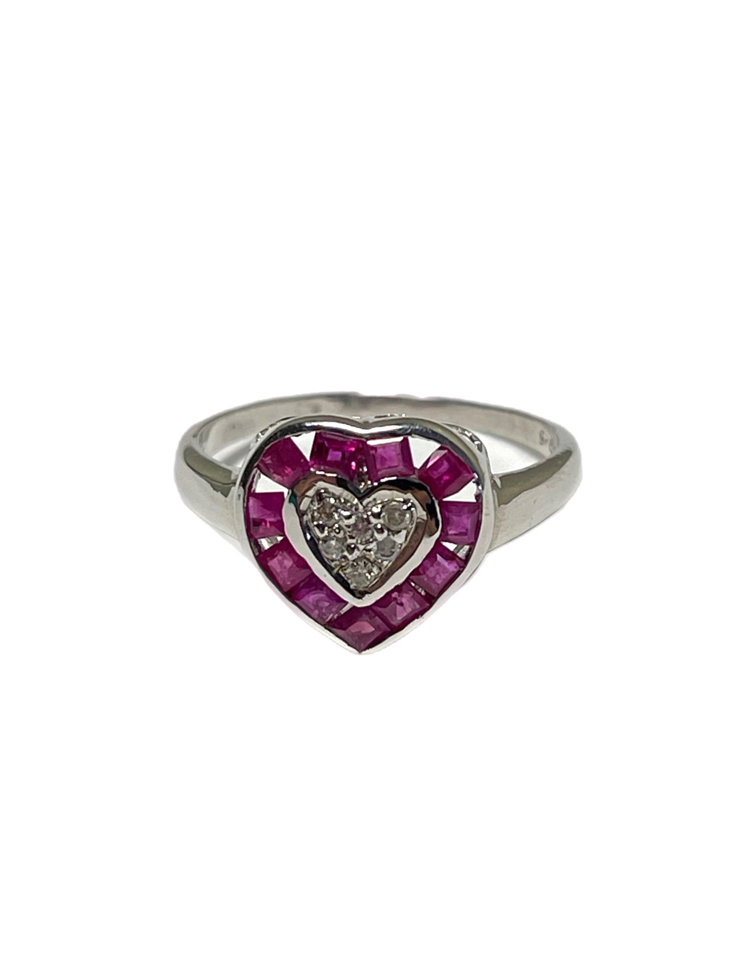 Ruby and Diamond Heart Ring