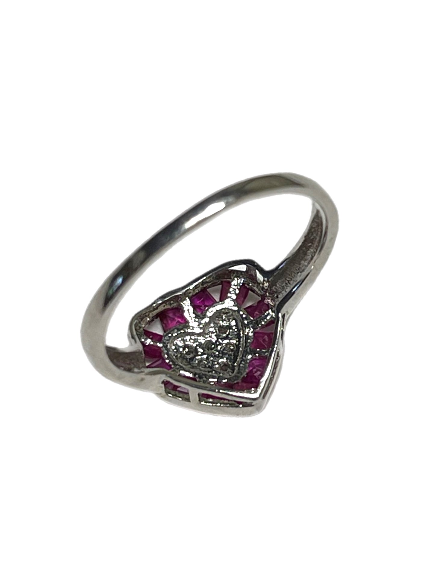 Ruby and Diamond Heart Ring