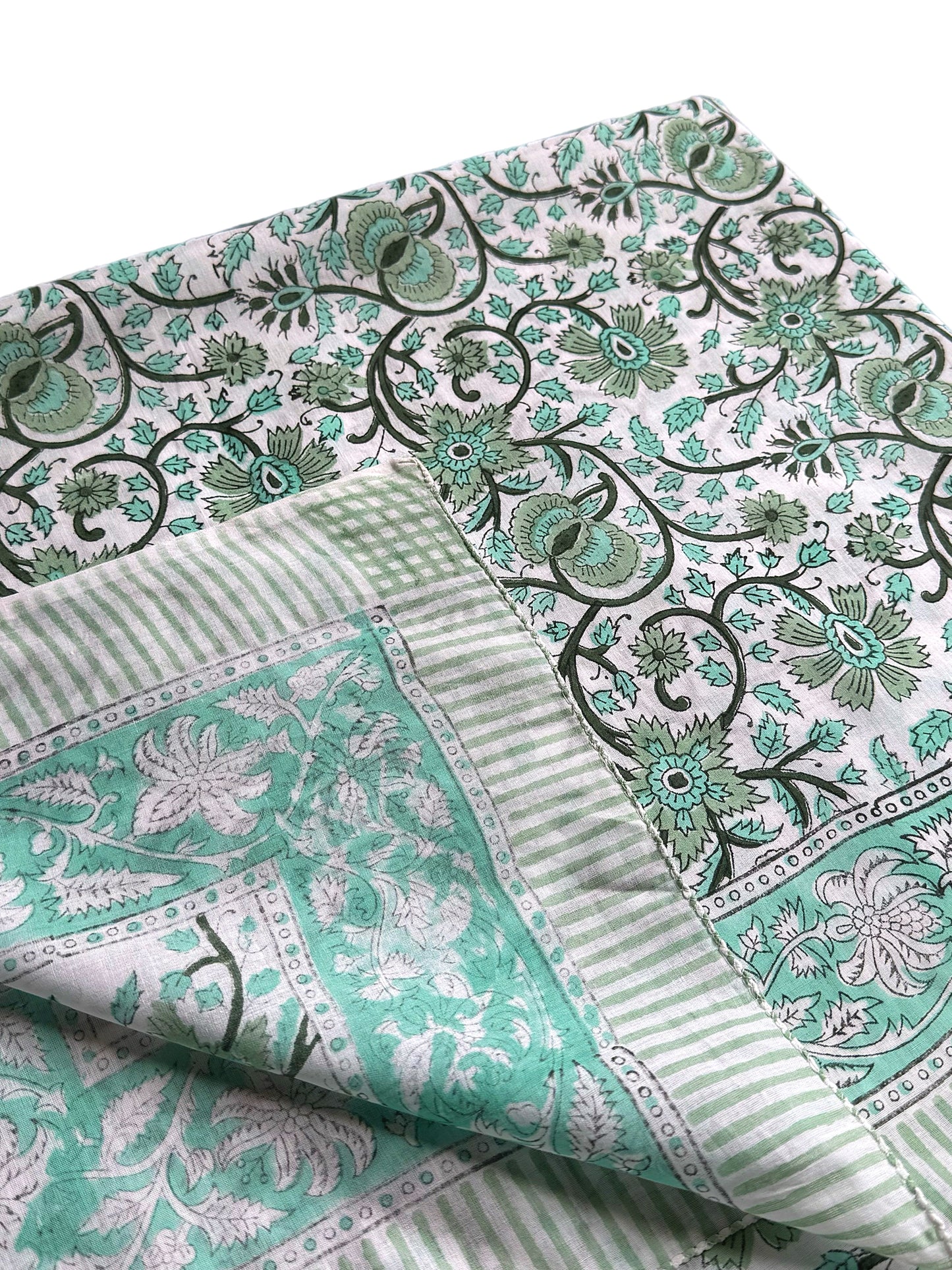 Navy & Turquoise Floral Hand Block Printed Sarong