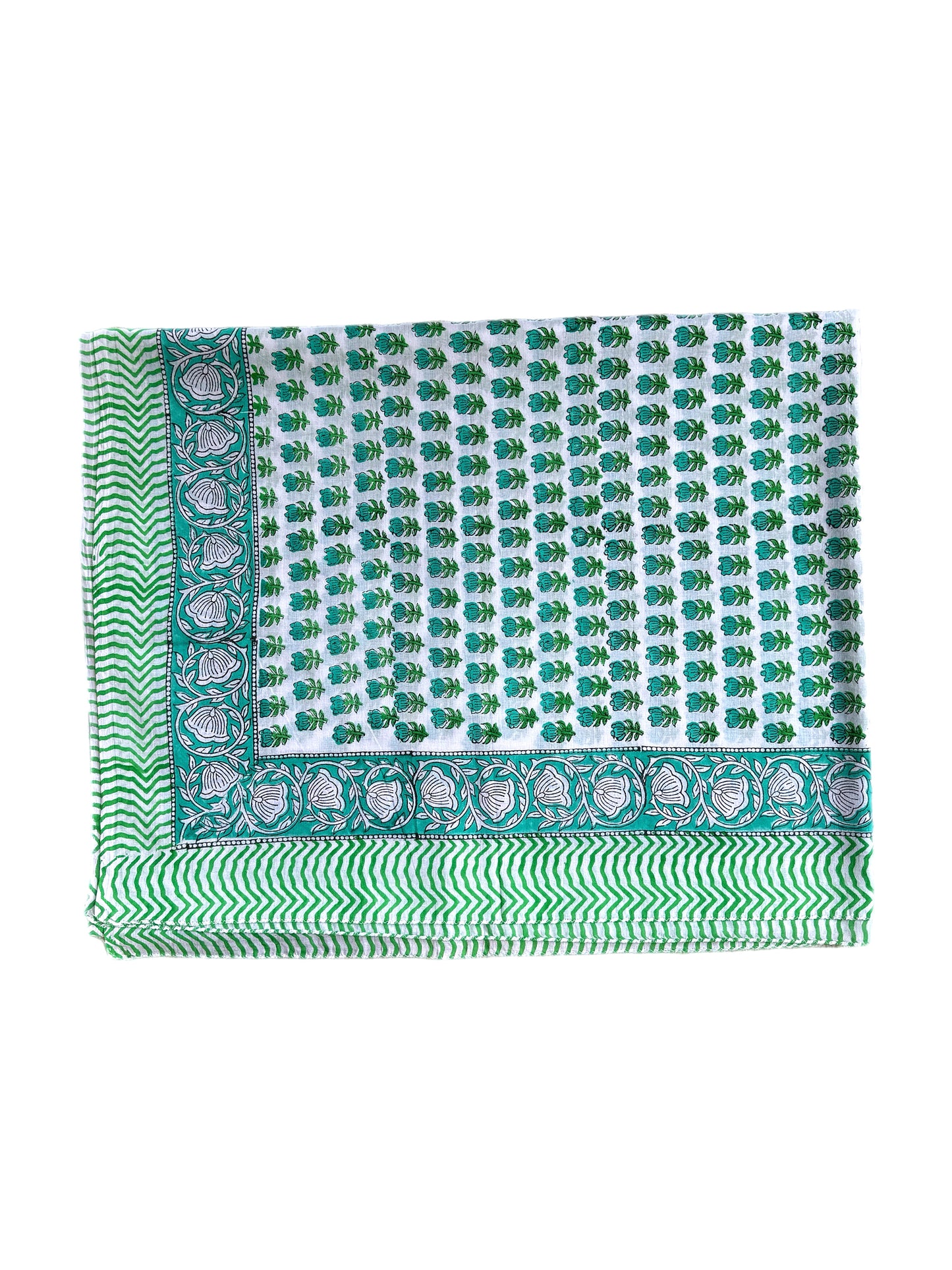 Green Flower Hand Block Printed Sarong