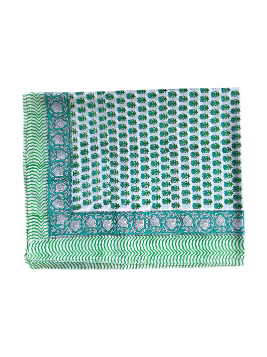 Green Flower Hand Block Printed Sarong