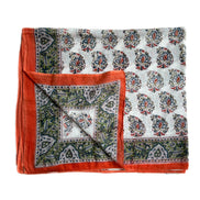 Orange Paisley Hand Block Printed Sarong