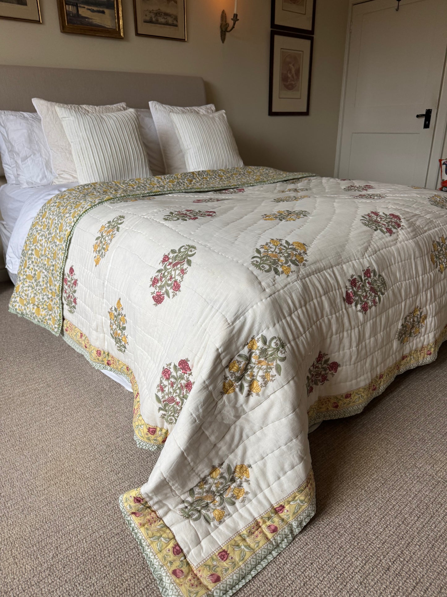 SAMPLE: Yellow & Red Shrub King Bedspread