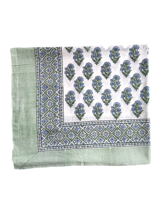 Blue Flower & Shrub Hand Block Printed Sarong