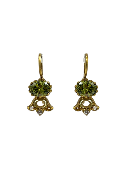 Green Cz Drop Earrings