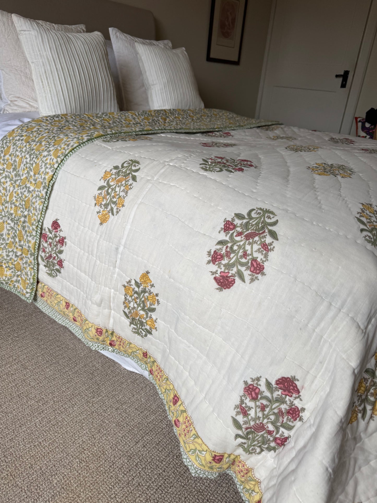 SAMPLE: Yellow & Red Shrub King Bedspread