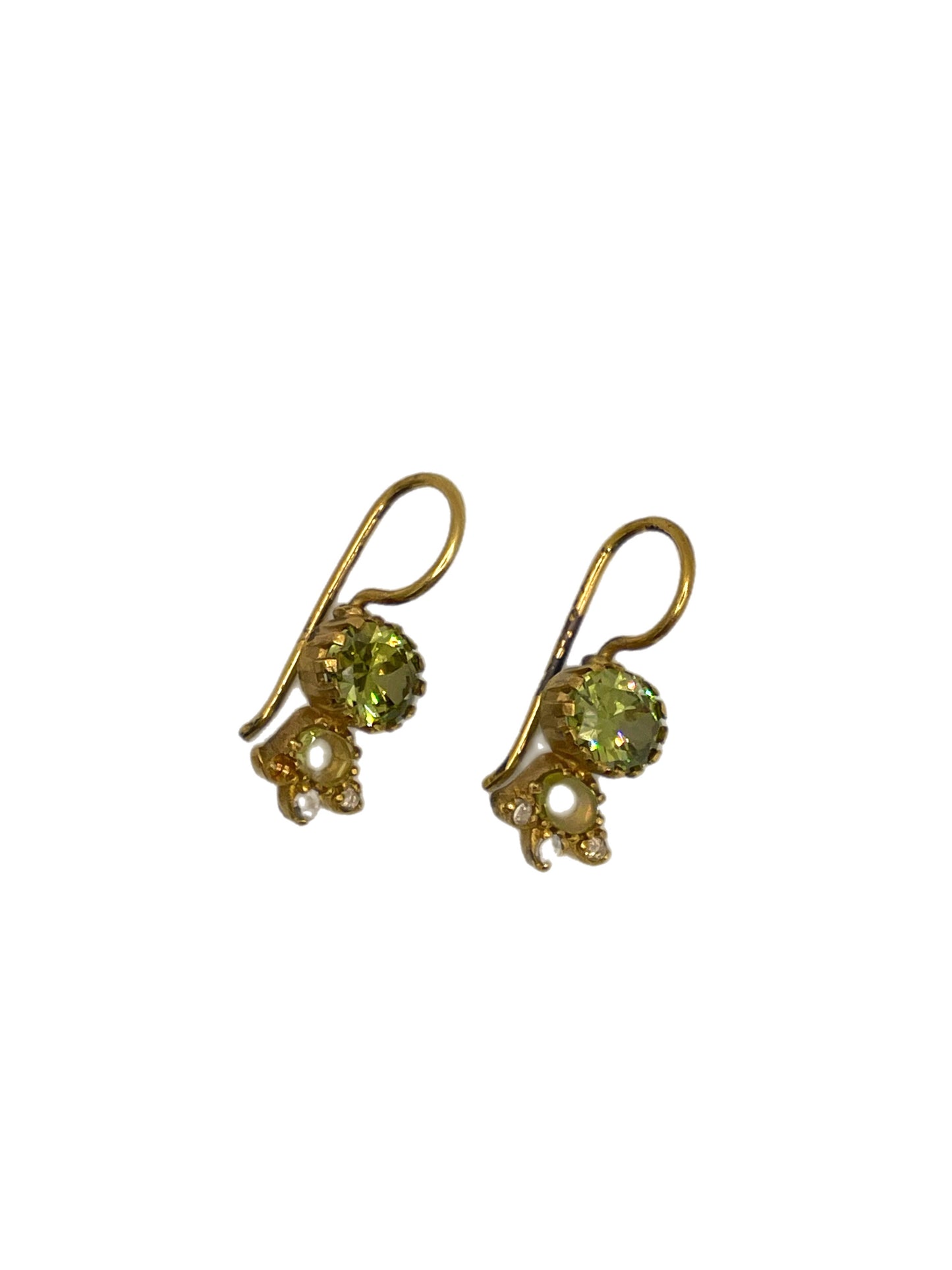 Green Cz Drop Earrings