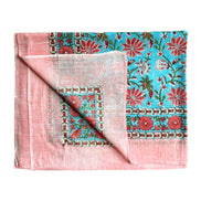 Red & Blue Floral Hand Block Printed Sarong