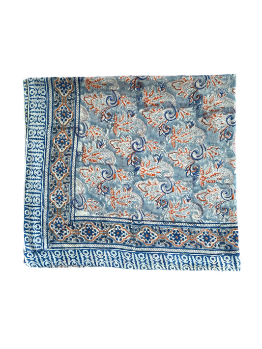 Red & Blue Paisley Hand Block Printed Sarong