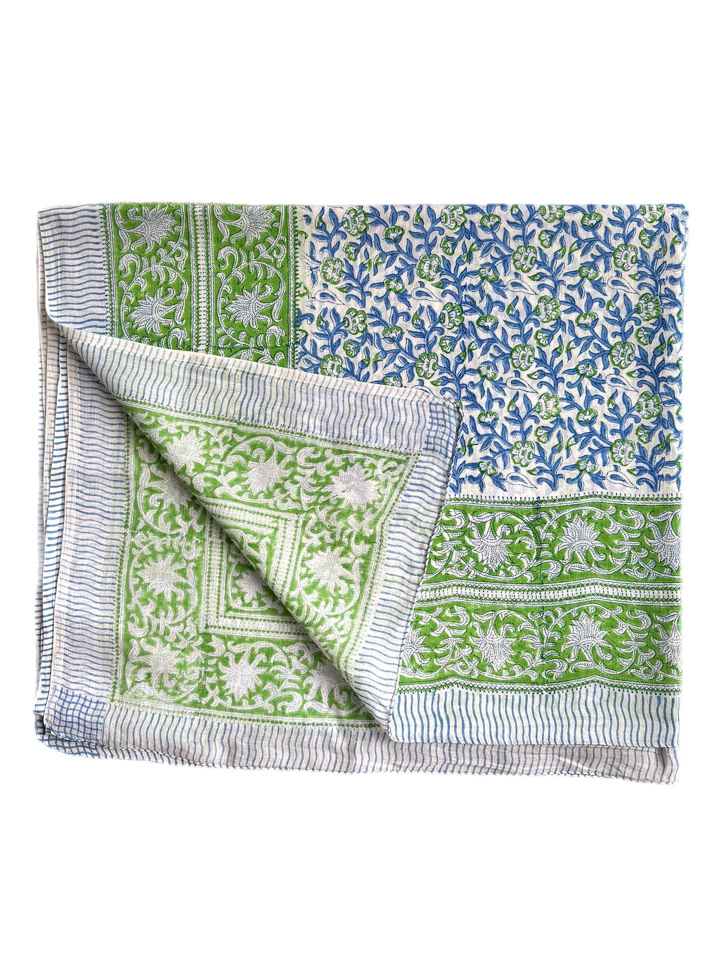 Green & Blue Climbing Foliage Hand Block Printed Sarong