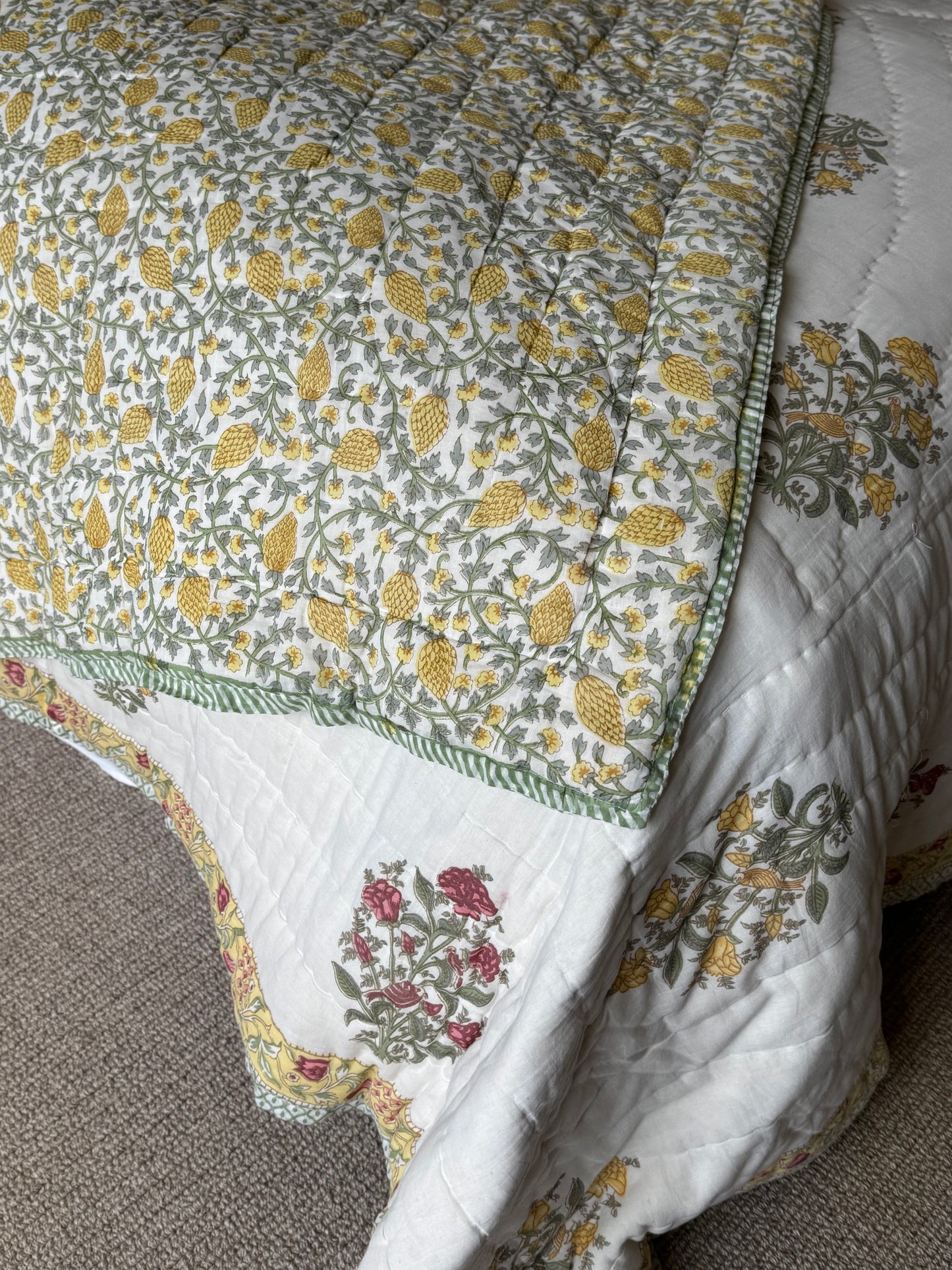 SAMPLE: Yellow & Red Shrub King Bedspread