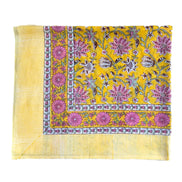 Lemon & Pink Foliage Hand Block Printed Sarong