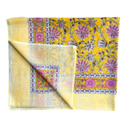 Lemon & Pink Foliage Hand Block Printed Sarong
