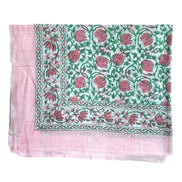Pink & Green Foliage Hand Block Printed Sarong