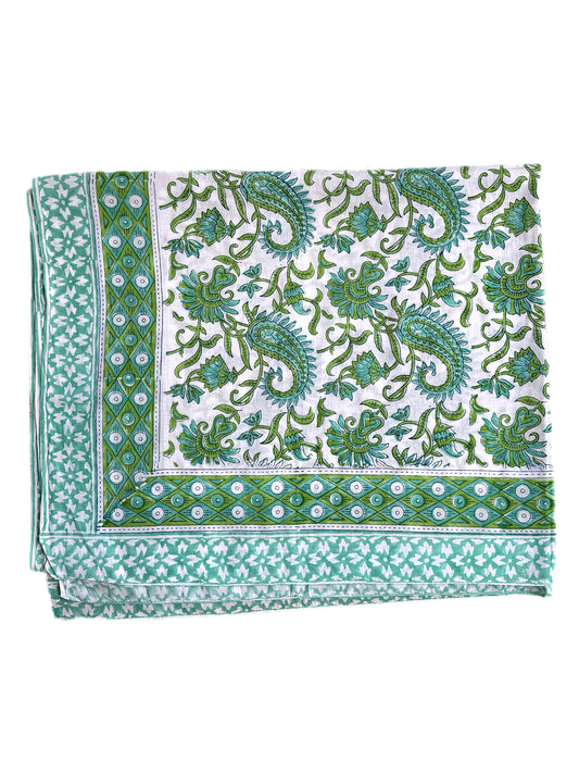 Green & Blue Paisley Hand Block Printed Sarong