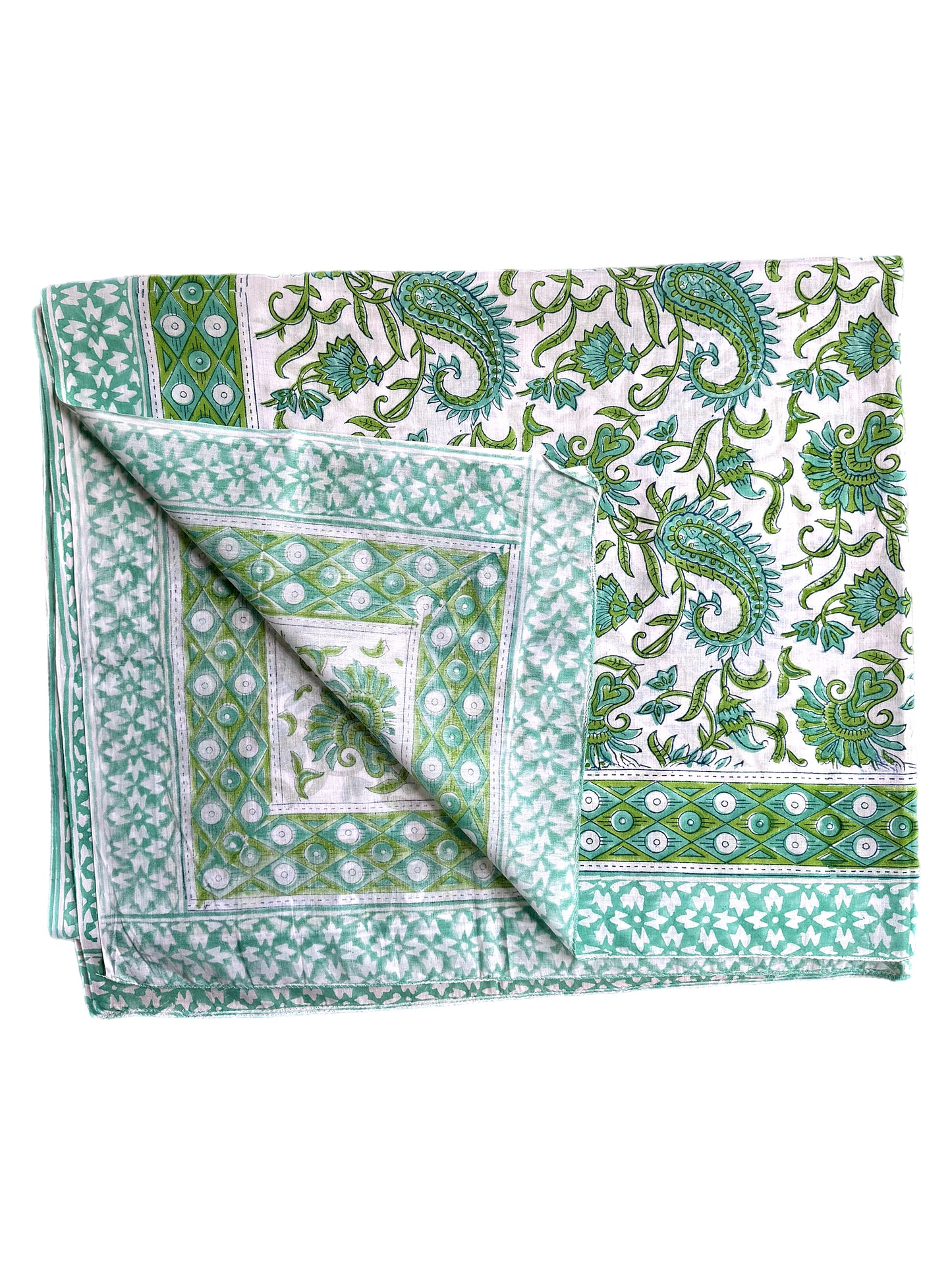 Green & Blue Paisley Hand Block Printed Sarong